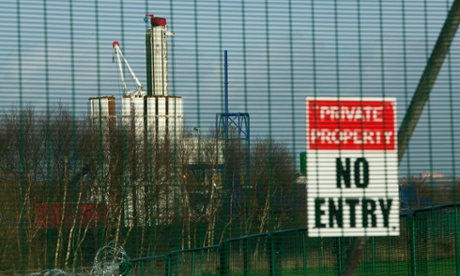 Barton Moss in Salford where energy company iGas has built a vertical test well to assess the suitability for shale gas tracking at the site between Barton Aerodrome and the M62 motorway, on 14 January 2014. The company is carrying out exploratory drilling to take samples of rock for analysis to explore potential energy reserves beneath the area.