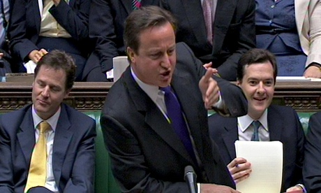 Nick Clegg sits behind David Cameron at PMQs