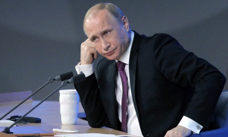 Russian President Vladimir Putin during his annual news conference in Moscow, Russia, 18 December 2014.