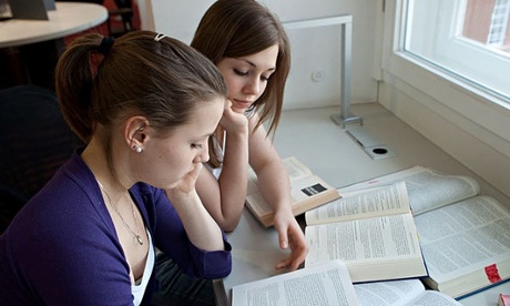 Two Girls Studying