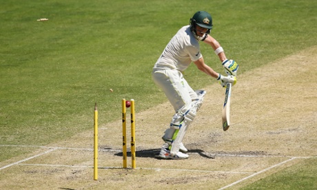 Steve Smith is bowled by Ishant Sharma on Day 3 of the second India v Australia Test at the Gabba.