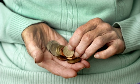 Pensioner counting coins