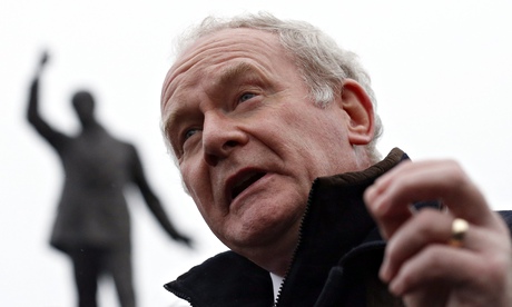 Martin McGuinness outside Stormont where Northern Ireland negotiations are being held