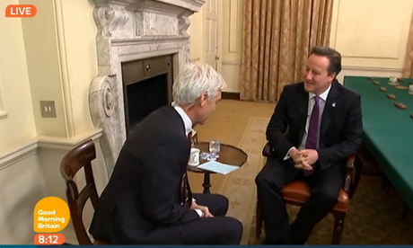 David Cameron being interviewed on ITV