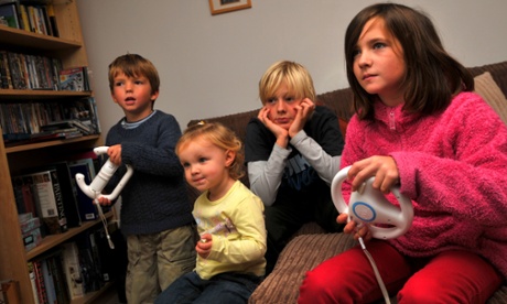 Kids playing video games