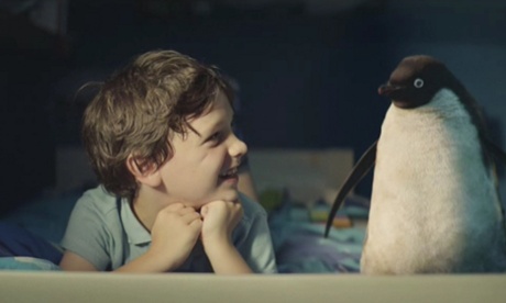 A scene from the John Lewis Christmas ad. It tells the story of the friendship between Sam and Monty the penguin.