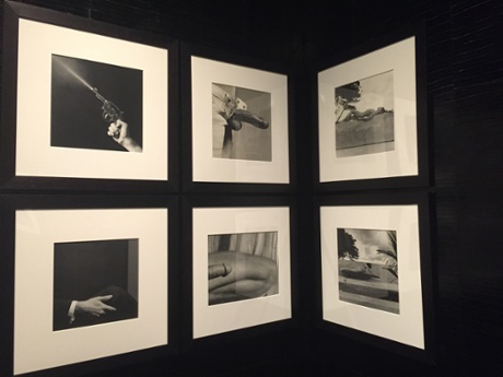 Mapplethorpes against leather wall.