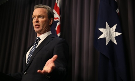 Education Minister Christopher Pyne at a press conference in the blue room of Parliament House, Canberra this morning, Wednesday 3rd December 2014