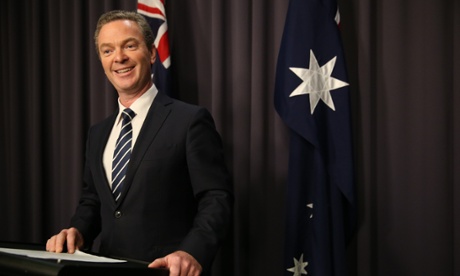 Education Minister Christopher Pyne at a press conference in the blue room of Parliament House, Canberra this morning, Wednesday 3rd December 2014