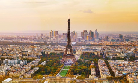 A view of Paris at sunset from the Montparnasse tower