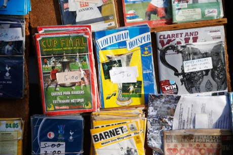 Old match day programmes for sale outside White Hart Lane.
