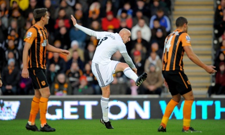 Jonjo Shelvey hammers a shot goalwards ...