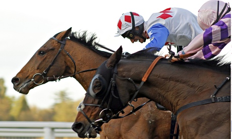 Reve De Sivola holding off the late rally by Zarkander in the JLT Long Walk Hurdle at Ascot