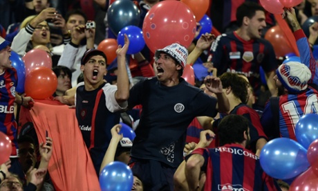 As well as impressive flags, there is also a lot of noise a lot of which seems to be emanating from the San Lorenzo supporters.