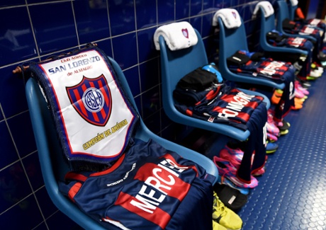 Beneath the fans, in the bowels of the stadium are the teams's dressing rooms which contain neatly folded kits.