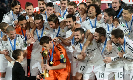 Real Madrid captain Iker Casillas receives the trophy from Morocco's Prince Moulay Hassan.