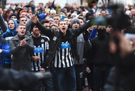 Newcastle fans ariive for the derby.