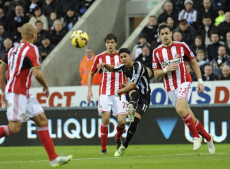 Ayoze Perez  curls an effort just wide.