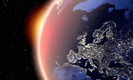 satellite image of planet earth Europe at night