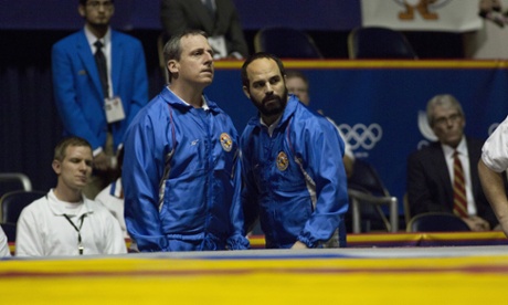 Carell with Mark Ruffalo in Foxcatcher.