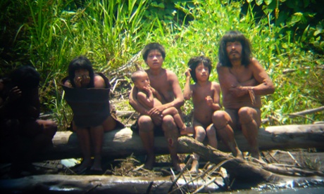 Members of Mashco-Piro tribe in Peru