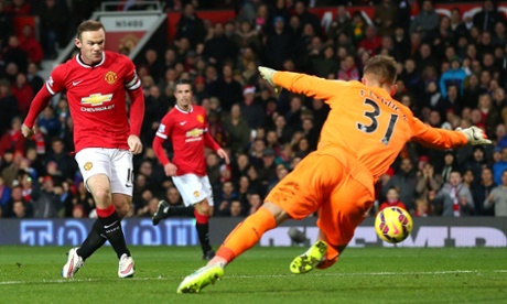 Rooney scores his first goal against Newcastle United.