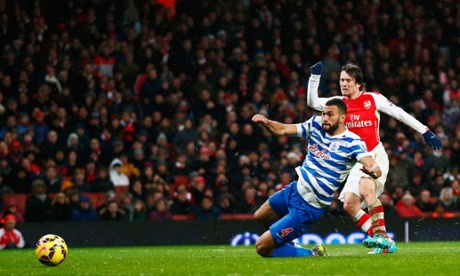 Tomas Rosicky in sharp form scoring the second for 10-man Arsenal.