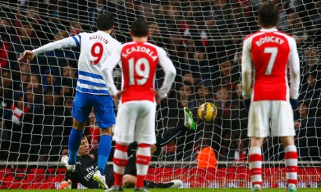 Charlie Austin nets the penalty to give Queens Park Rangers hope.