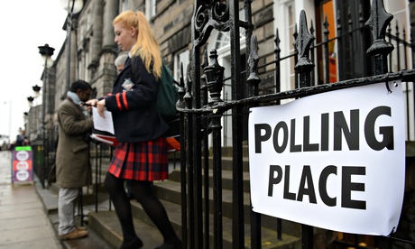 A young voter leaves a polling station in the Scottish independence referendum