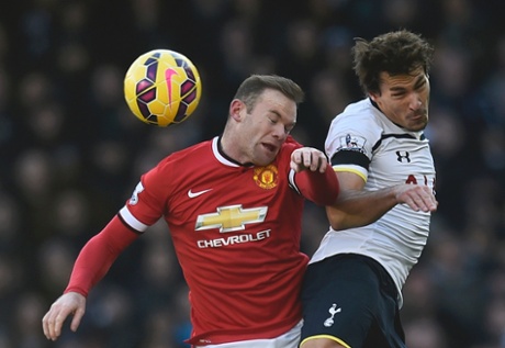 Benjamin Stambouli challenges Wayne Rooney. United look threatening in the early stages.