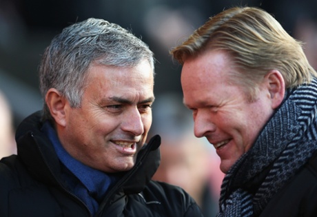 Jose Mourinho and Ronald Koeman have a laugh before the game.