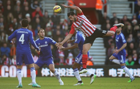 Graziano Pelle puts himself about, the Saints are containing Chelsea.