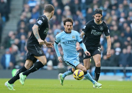 David Silva takes on Burnley, City dominating early on.
