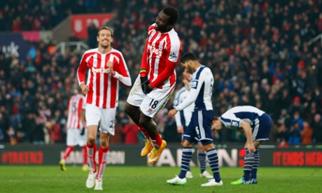 An unorthodox celebration for Mame Biram Diouf after he scored the opener.