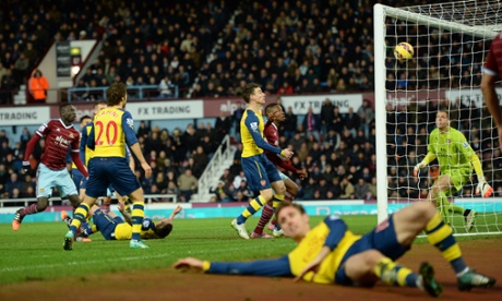 Cheikhou Kouyate puts West Ham back in the game against Arsenal.
