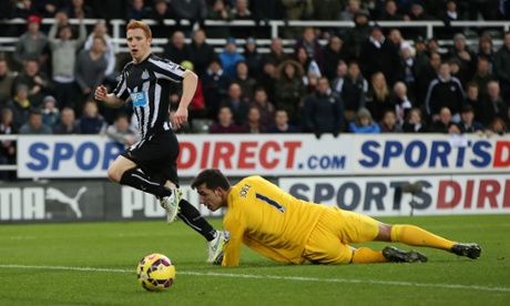 Jack Colback watches his shot beats Joel Robles for the third.