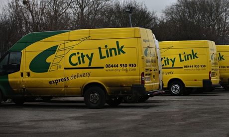 Delivery vans parked at a closed City Link depot, 26 December 2014.
