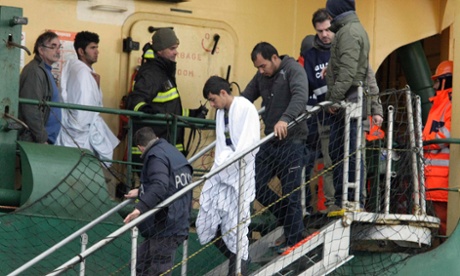 Passengers leave from the 