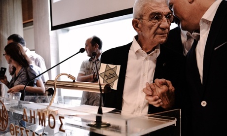 Yiannis Boutaris wears a Jewish star during the swearing-in ceremony at the City Hall