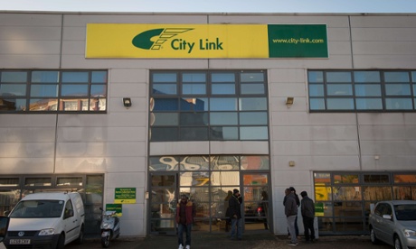 A City Link parcel delivery depot in South London.