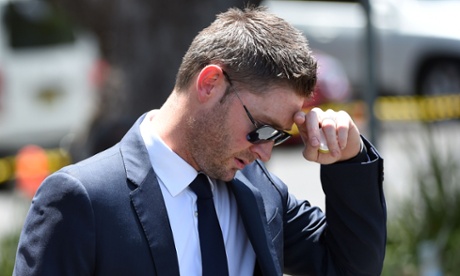 Australian Test cricket captain Michael Clarke reacts as he arrives for the funeral of Australian batsman Phillip Hughes in his home town of Macksville in northern New South Wales. AFP PHOTO/WILLIAM WESTWILLIAM WEST/AFP/Getty Images.