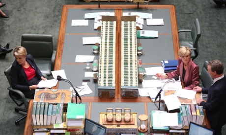 Foreign Minister Julie Bishop and Deputy Opposition Leader Tanya Plibersek in the grown up seats during question time in the House of Representatives in Parliament House Canberra this afternoon, Wednesday 3rd December 2014.