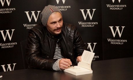 James Franco signs his book Actors Anonymous.