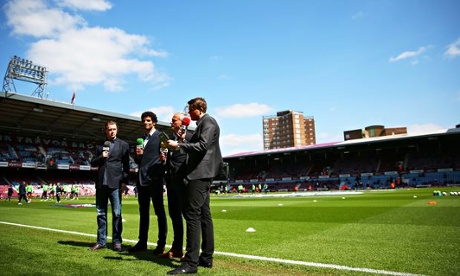 BT Sport pundits broadcast from pitchside at a Premier League match