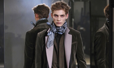 A model in the Haider Ackermann Autumn Winter 2014 show