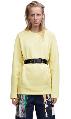 Belted yellow sweater at Acne Studios