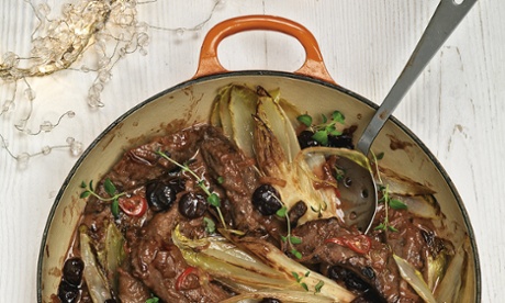 Seared venison with mustard and sour cherries