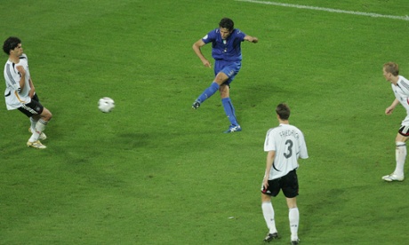 Fabio Grosso curls the ball into the net.