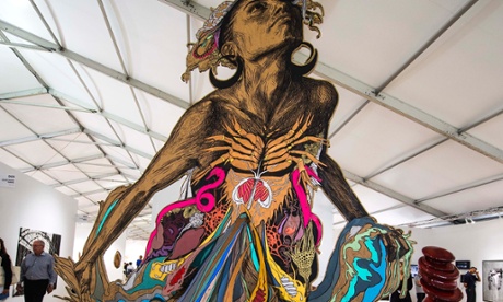 Thalassa by Swoon is exhibited at Scope, a Miami art fair.