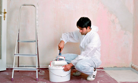 Man decorating a room